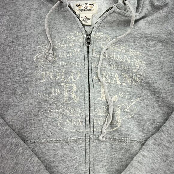 Polo Ralph Lauren Gray Full Zip Hoodie Kids Size Large - Picture 2 of 4